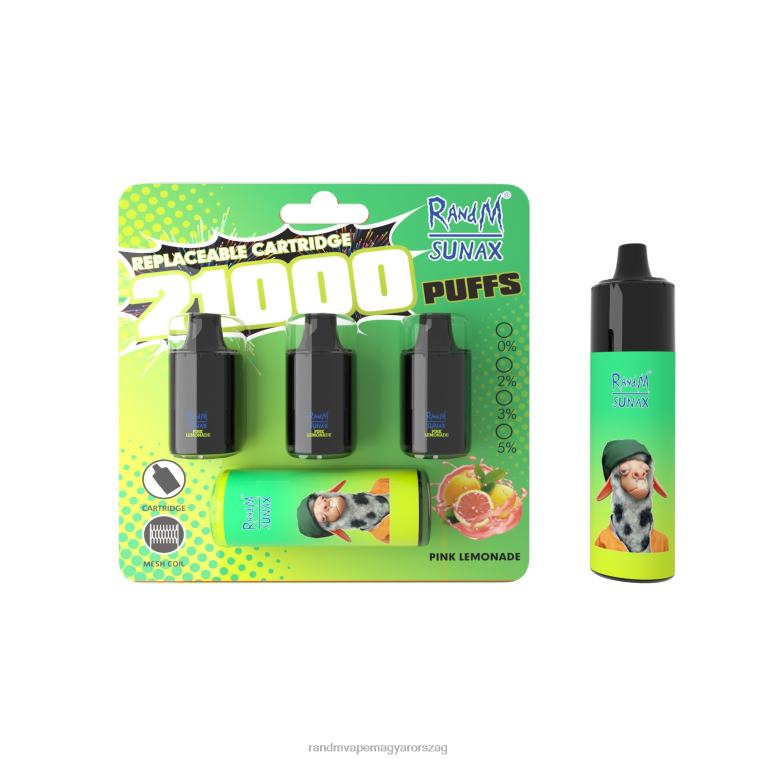 RandM Sunax 21000 légáramlás szabályozó pod cserélhető vape készülék 1db rózsaszín limonádé 8426F269 RandM Vape Price