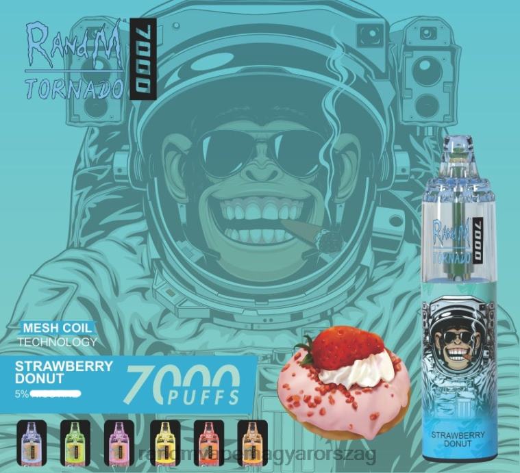 RandM Tornado 7000 légáramlás szabályozó vape készülék 1db epres fánk 8426F167 RandM Disposable Vape