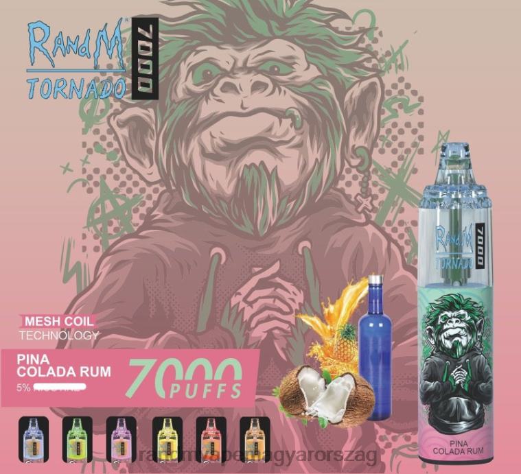 RandM Tornado 7000 légáramlás szabályozó vape készülék 1db pina colada rum 8426F175 RandM Vape Store