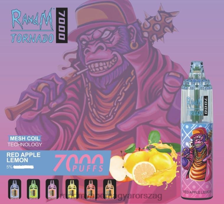 RandM Tornado 7000 légáramlás szabályozó vape készülék 1db piros alma citrom 8426F179 RandM Vape Price